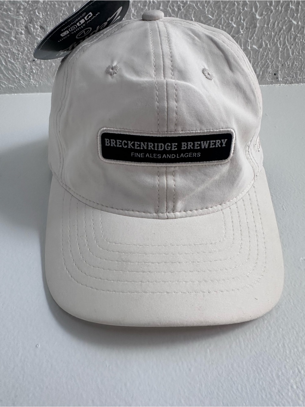 breckenridge Cream Baseball Cap with Black Patch
